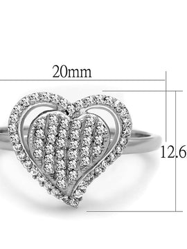 TS192 - Rhodium 925 Sterling Silver Ring with AAA Grade CZ  in Clear