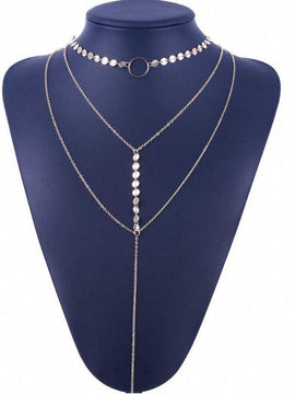 Three Layer Lariat Choker Necklace